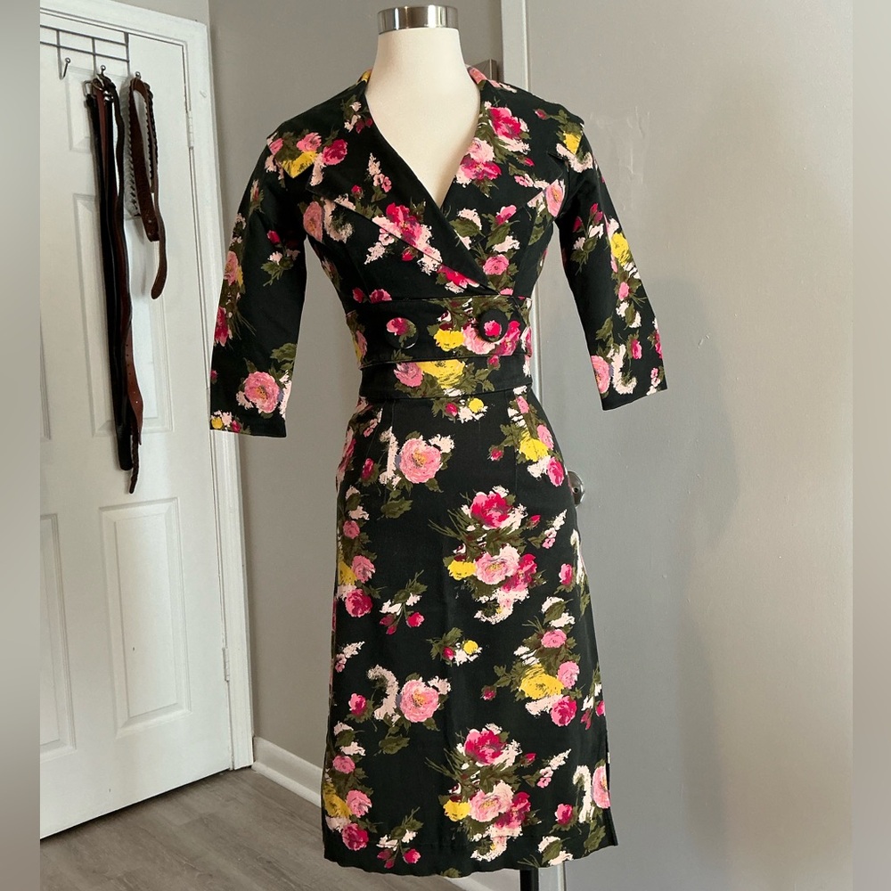 Trashy Diva Black Floral cropped jacket and high waisted pencil skirt set